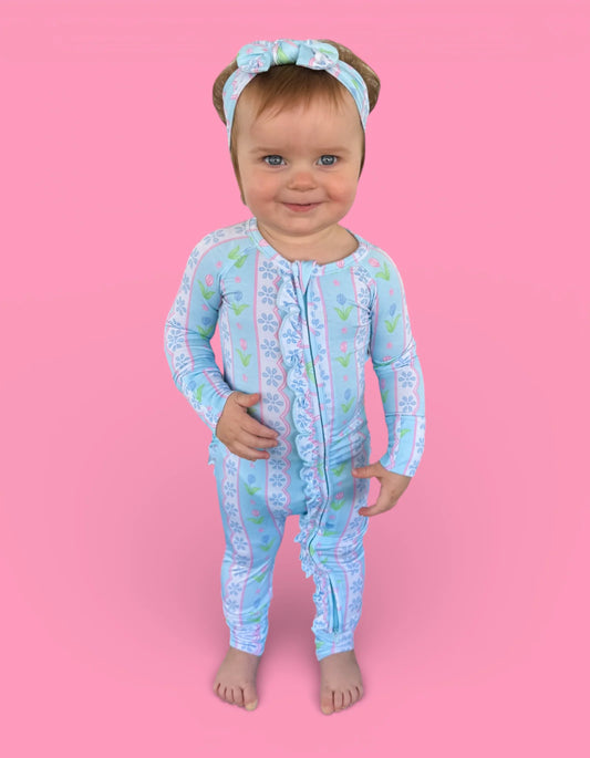 Dream Big: Whimsy Tulip Ruffle Bamboo Zippy Romper