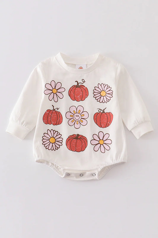 Pumpkin and Flowers Bubble Romper