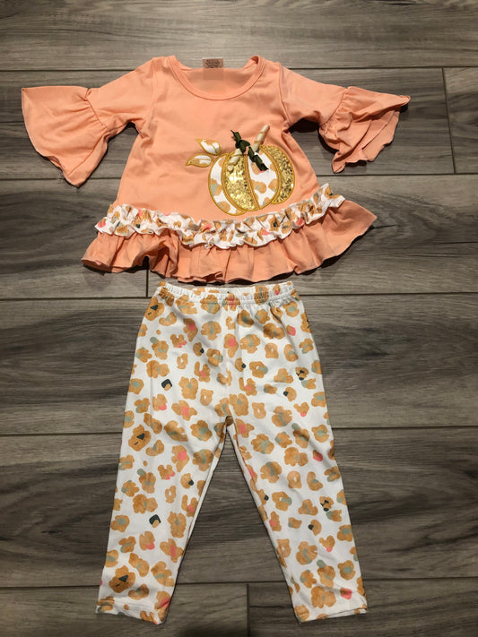 Coral Two Piece Pumpkin Legging Set