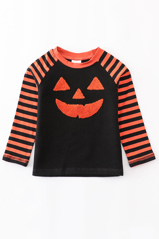 Halloween Boys Striped Pumpkin Top