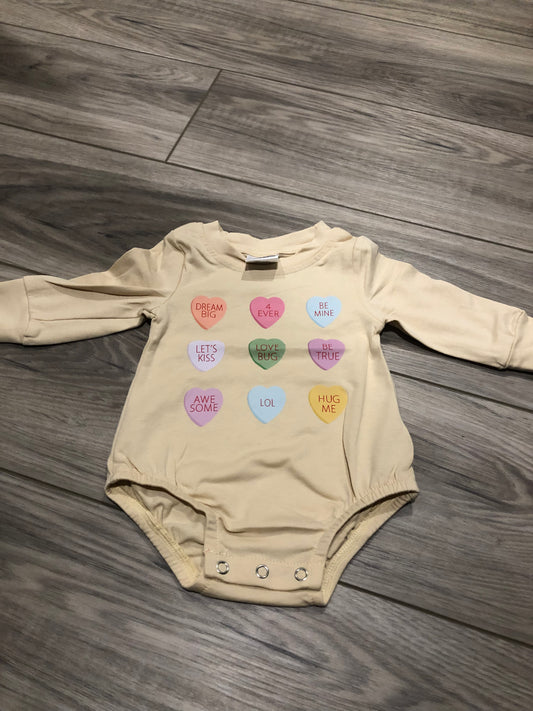 beige heart onesie romper