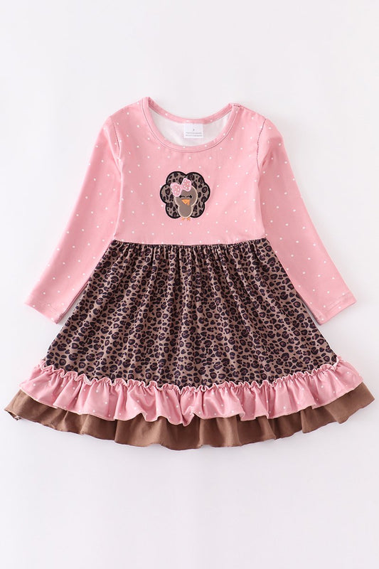 Pink Thanksgiving leopard turkey dress