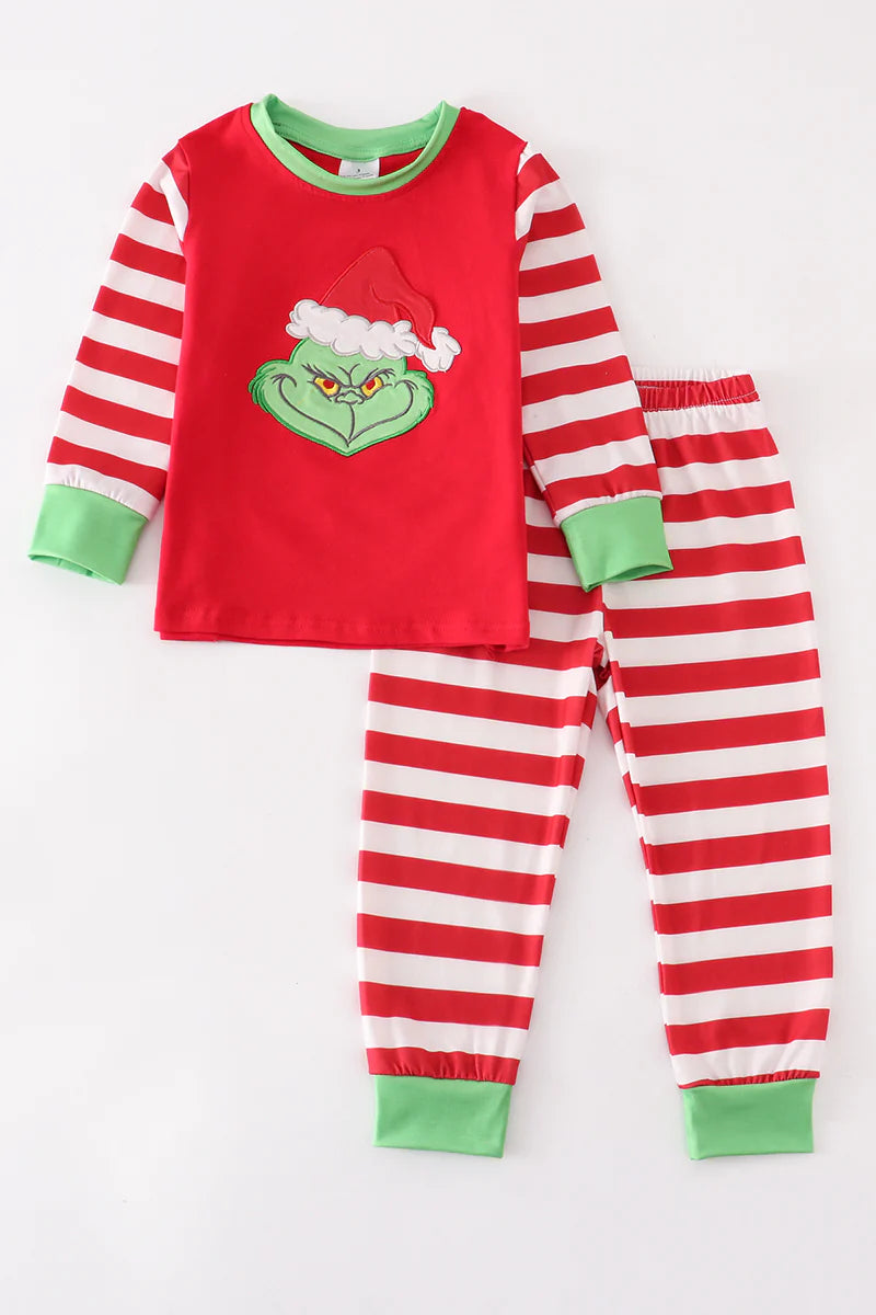 Red Stripe Grinch PJS