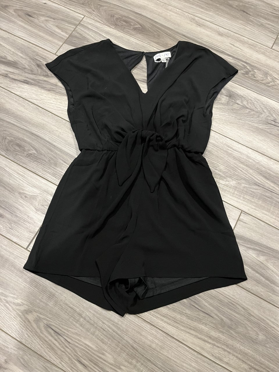 Drop Shoulder Woven Romper with Front Tie - MANY COLORS